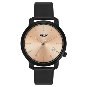Helix By Timex Rose Gold Round Analog Leather Watch Women -TW032HL36