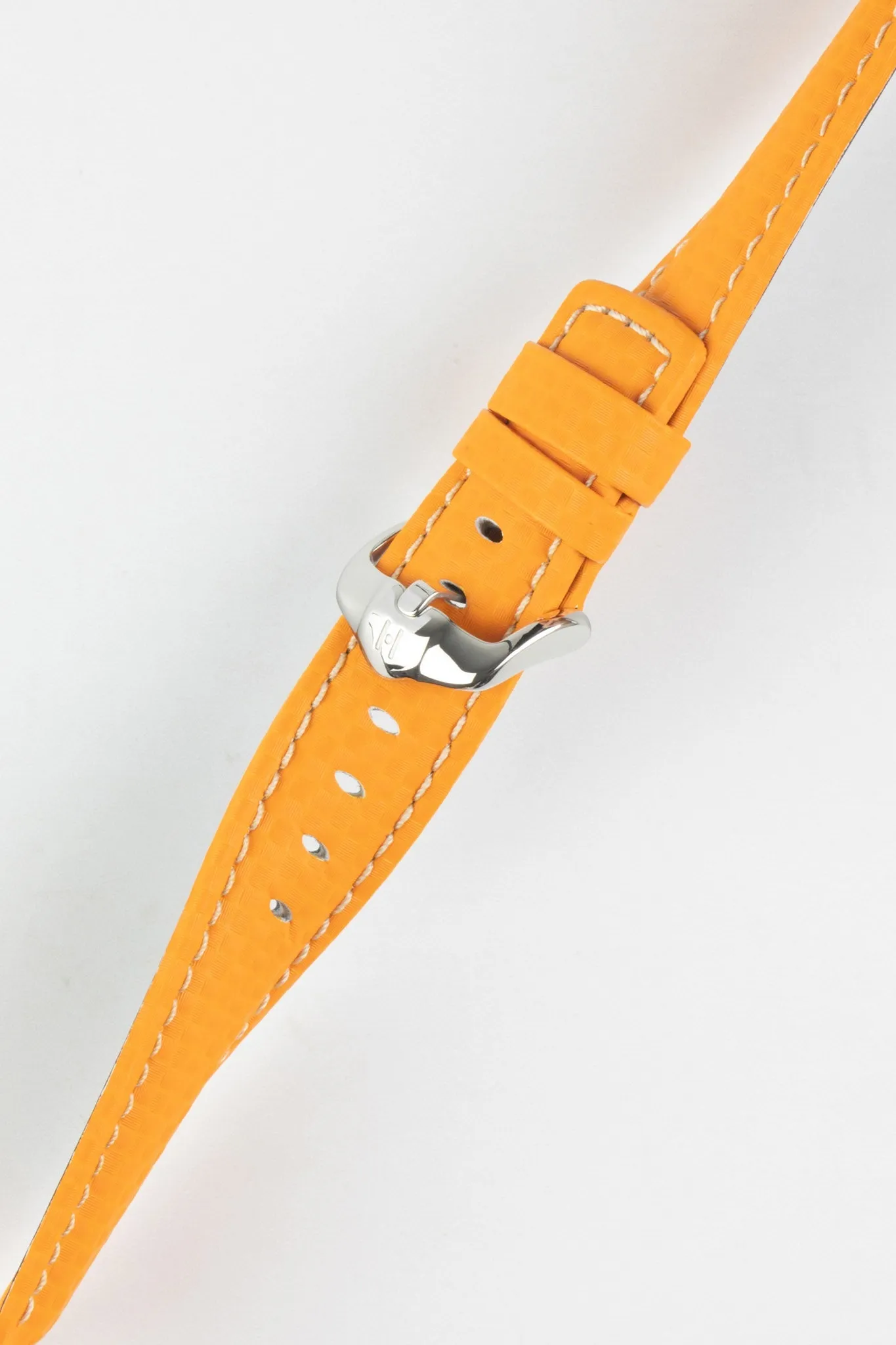 Hirsch CARBON Embossed Water-Resistant Leather Watch Strap in ORANGE
