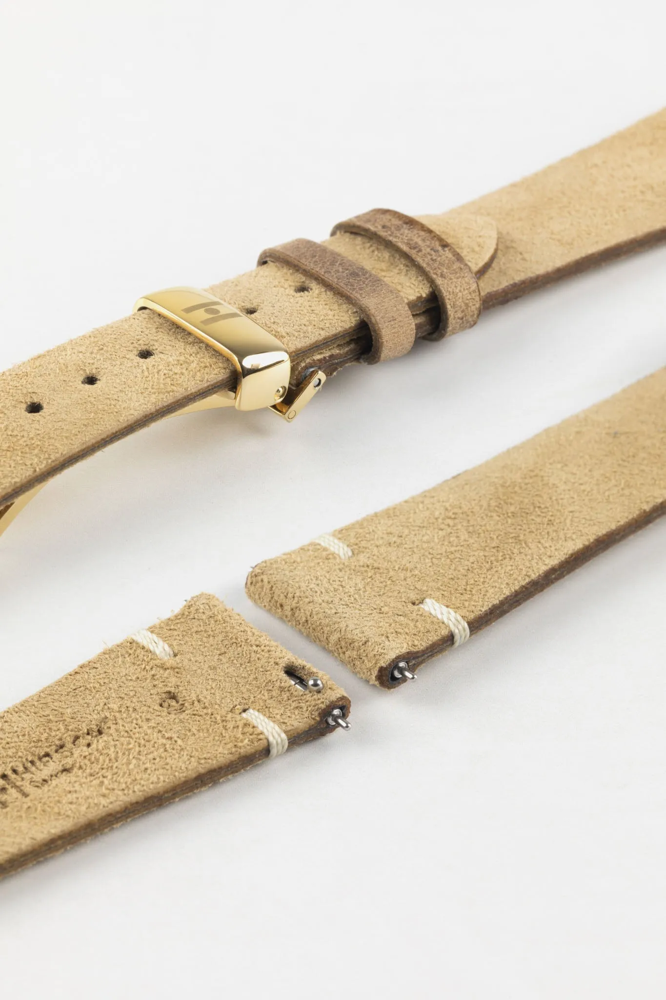 Hirsch SERRO Suede Watch Strap in Gold Brown