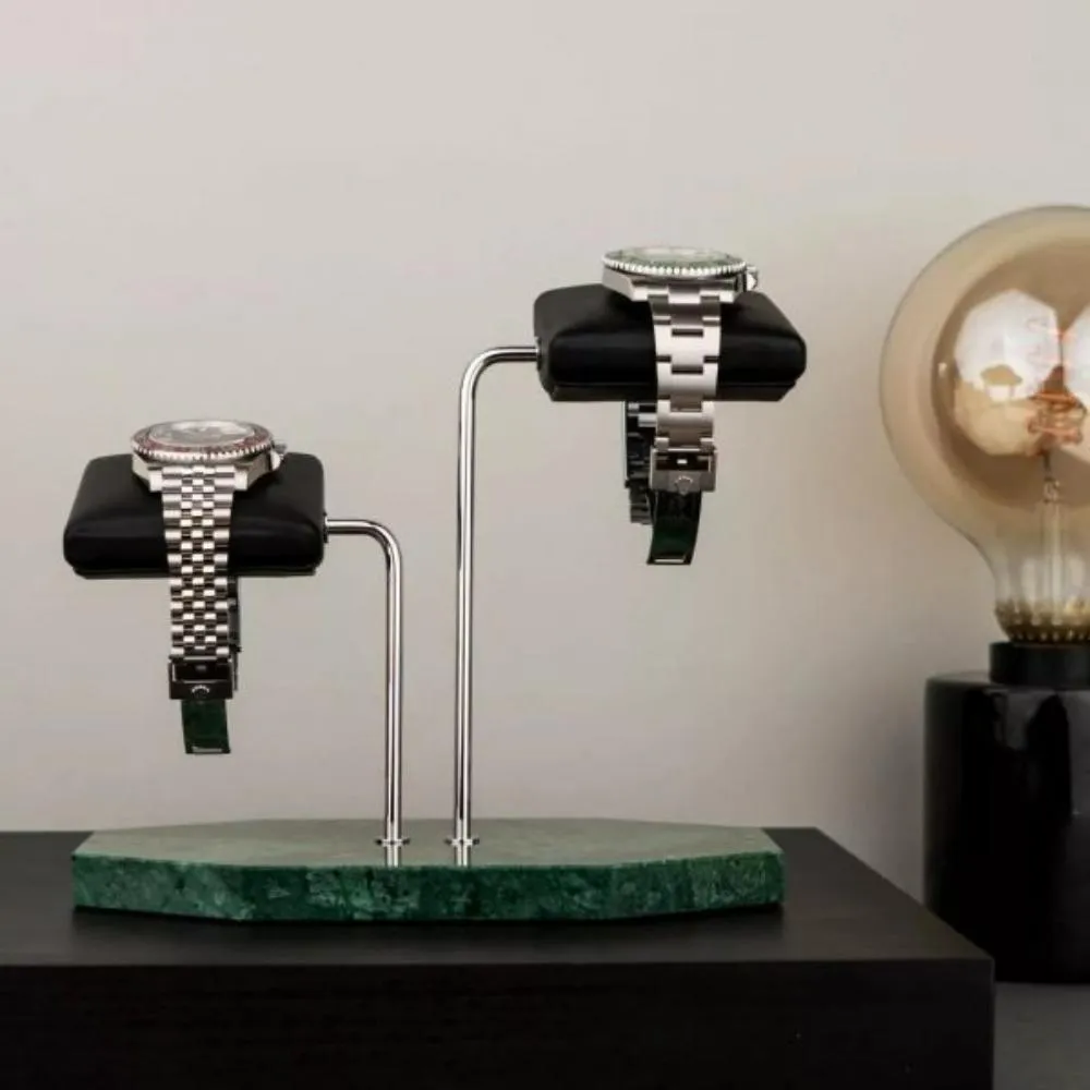 HQ Marble Double Watch Stand Green Marble