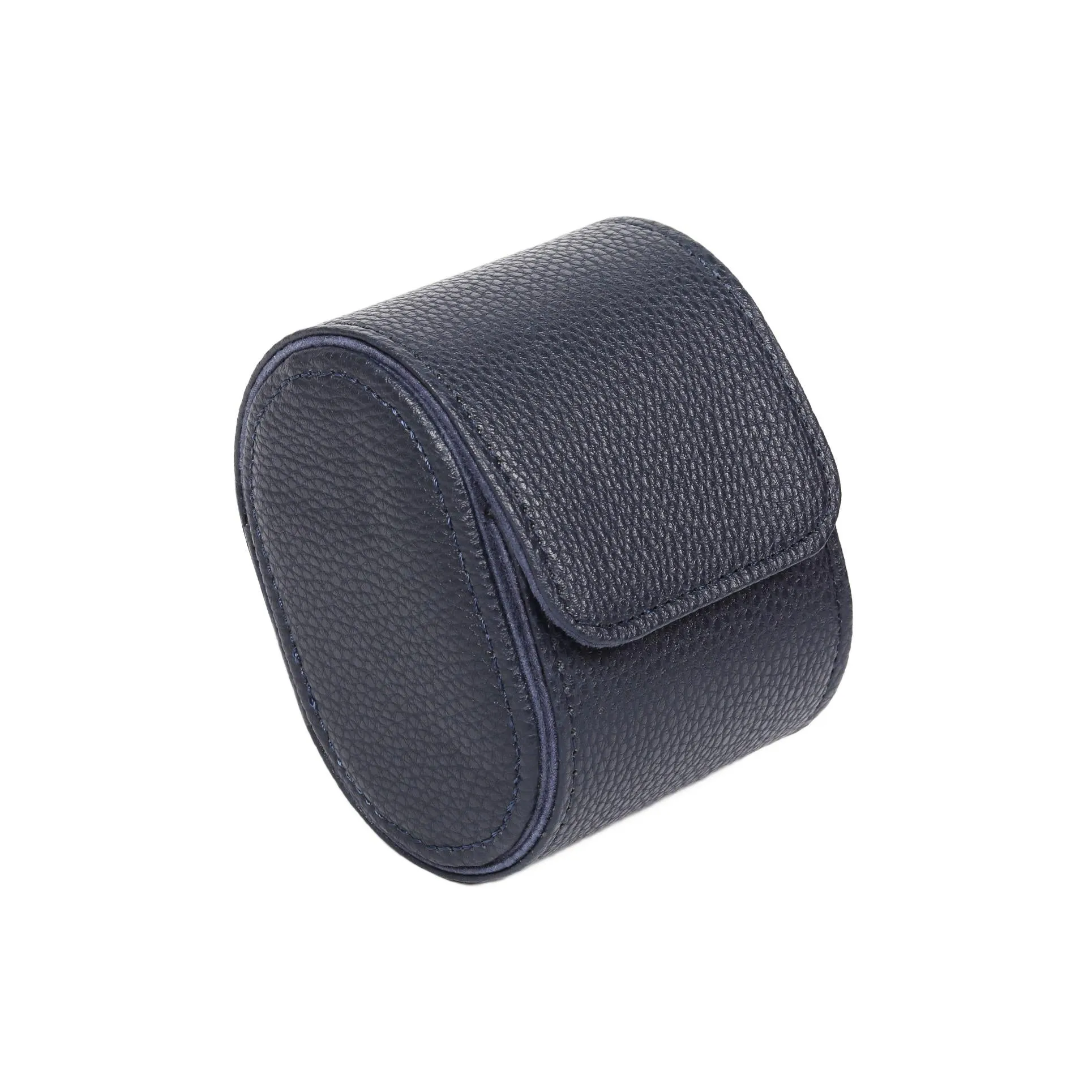 HQ Single Watch Genuine Leather Travel Case/Roll - Navy Blue