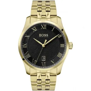 Hugo Boss 1513739 Master Black Dial Gold Bracelet Quartz Men's Watch