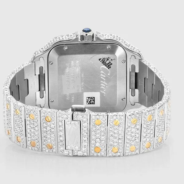 Iced Out Cartier Santos Two Tone 40mm Diamond Watch 22.5ct.
