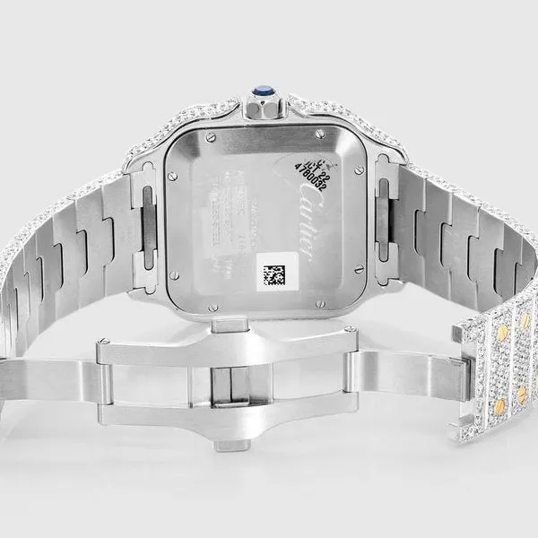 Iced Out Cartier Santos Two Tone 40mm Diamond Watch 22.5ct.