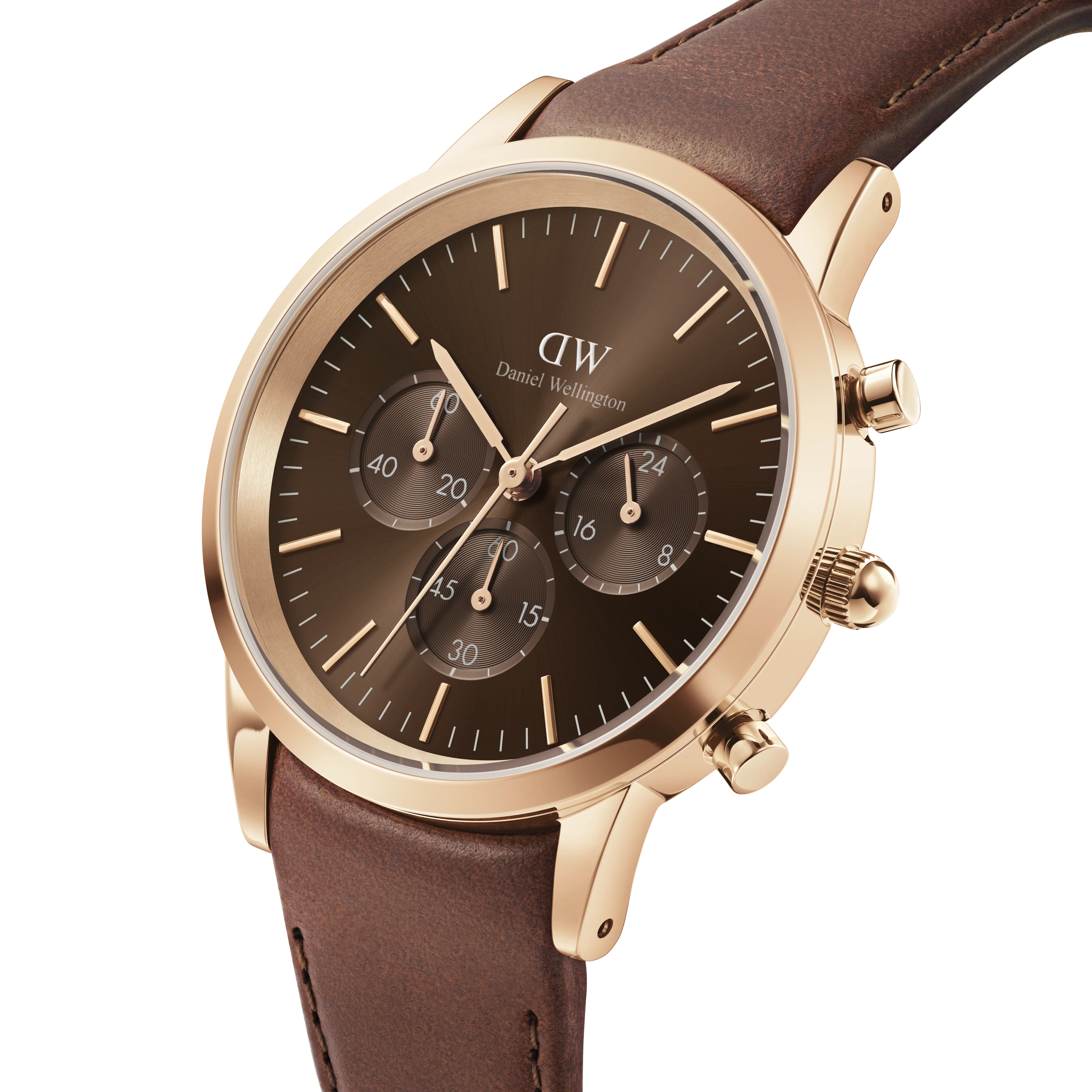 Iconic Men's Brown Chronograph Leather Watch DW00100640K