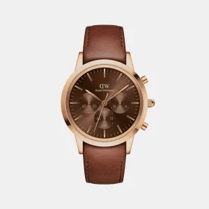 Iconic Men's Brown Chronograph Leather Watch DW00100640K