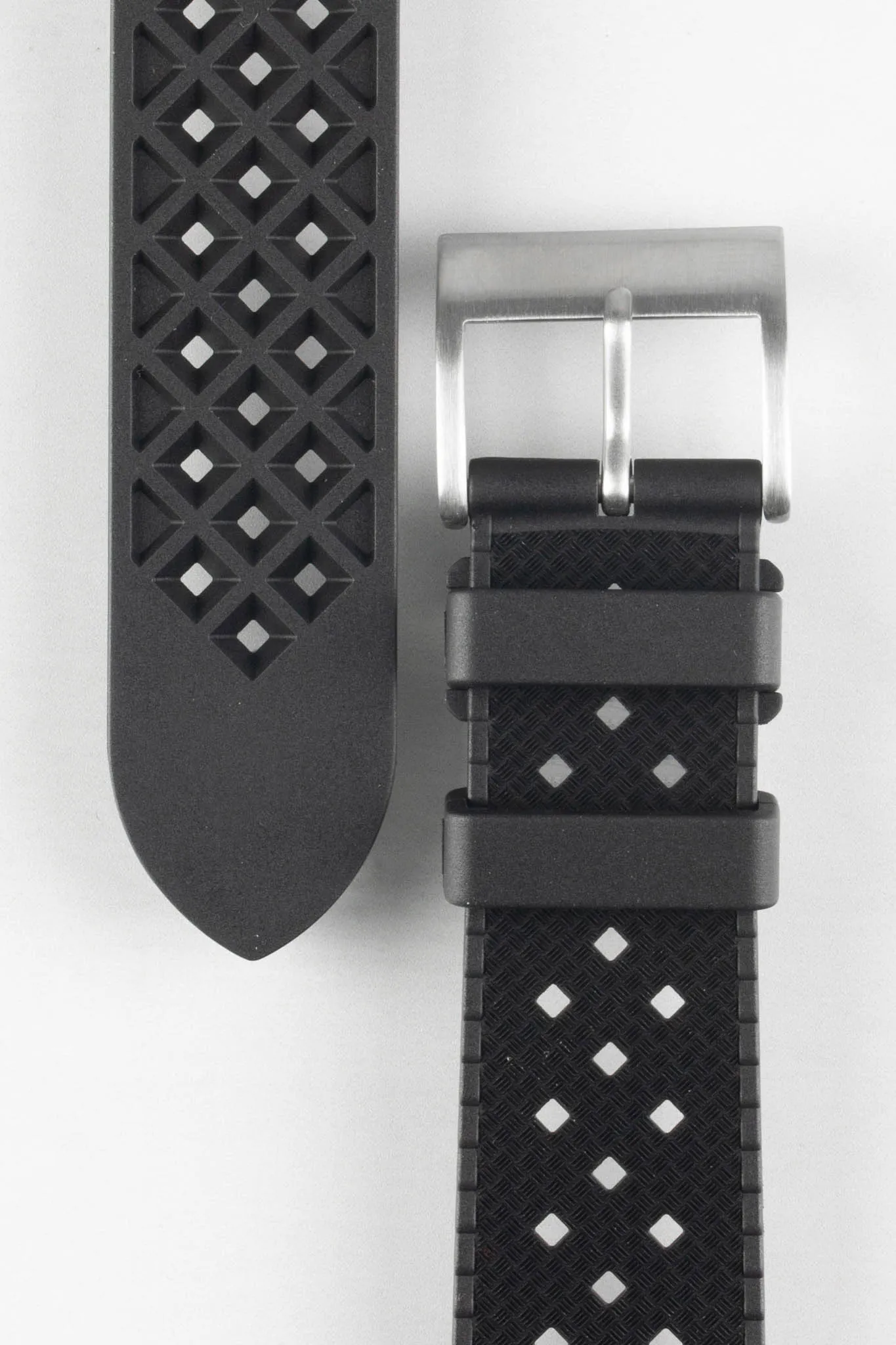 ISOSWISS WAFFLE Textured Rubber Diving Watch Strap in BLACK
