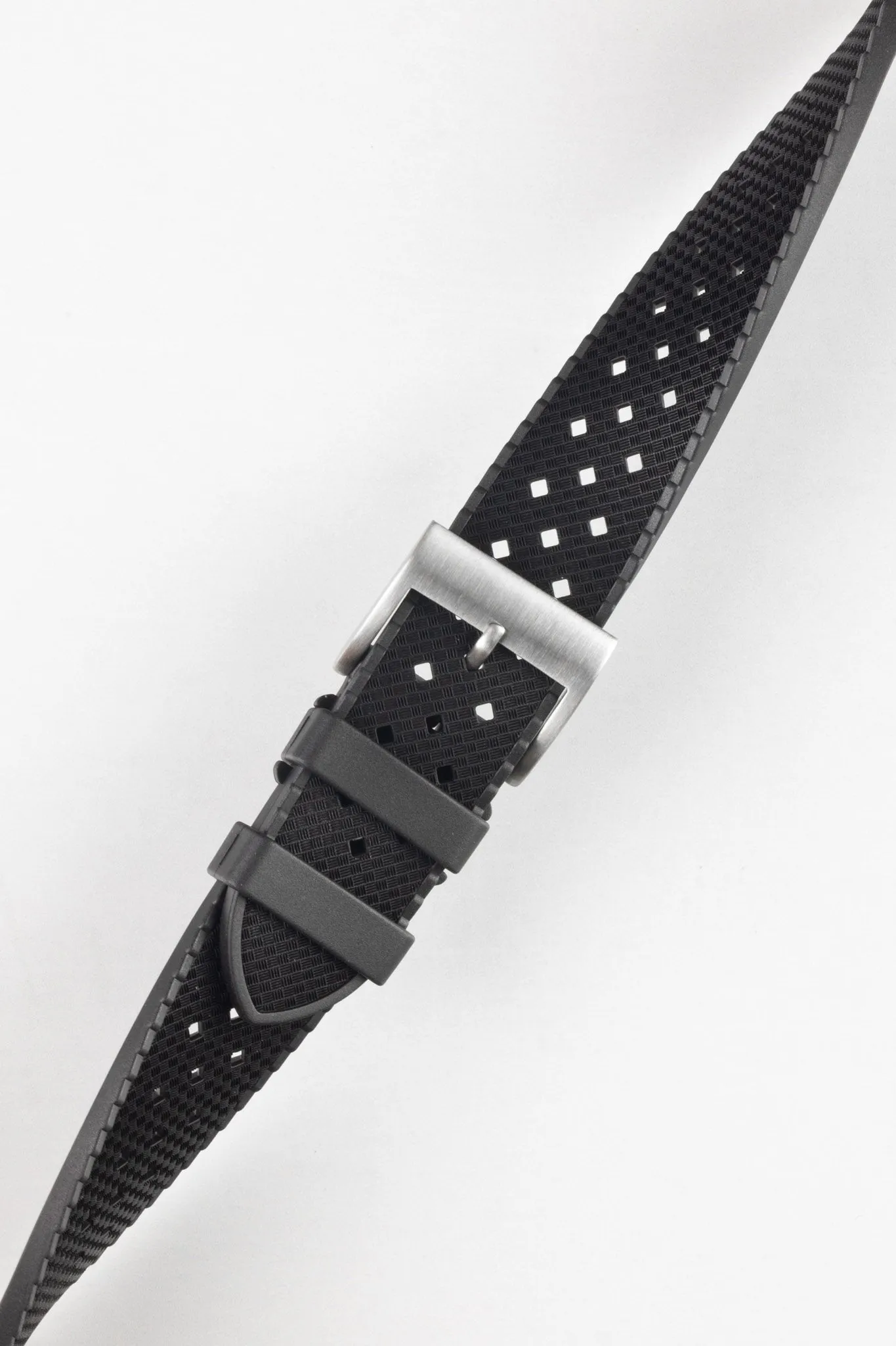 ISOSWISS WAFFLE Textured Rubber Diving Watch Strap in BLACK