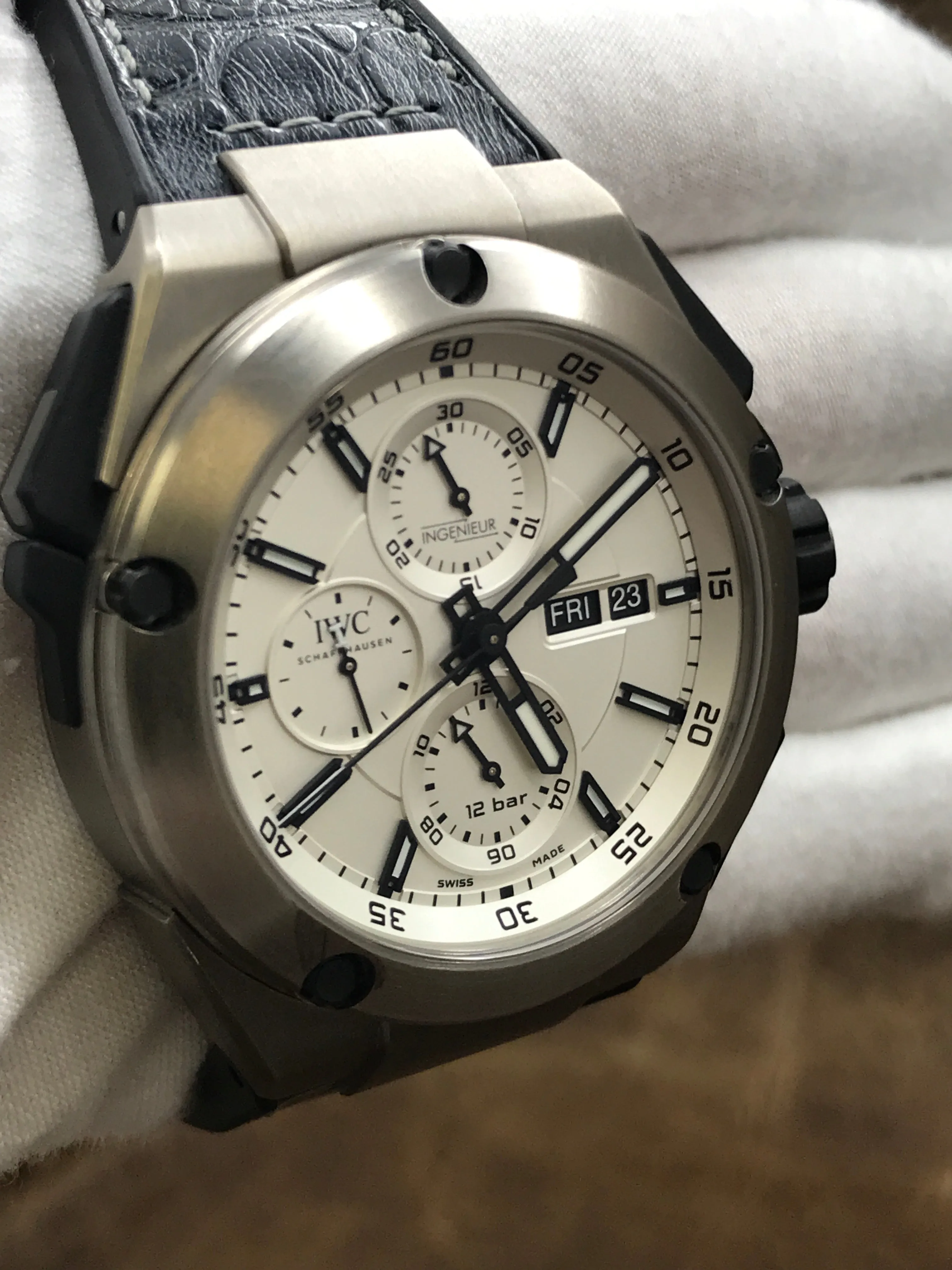 IWC Ingenieur Double Chronograph IW386501 White Dial Automatic  Men's Watch