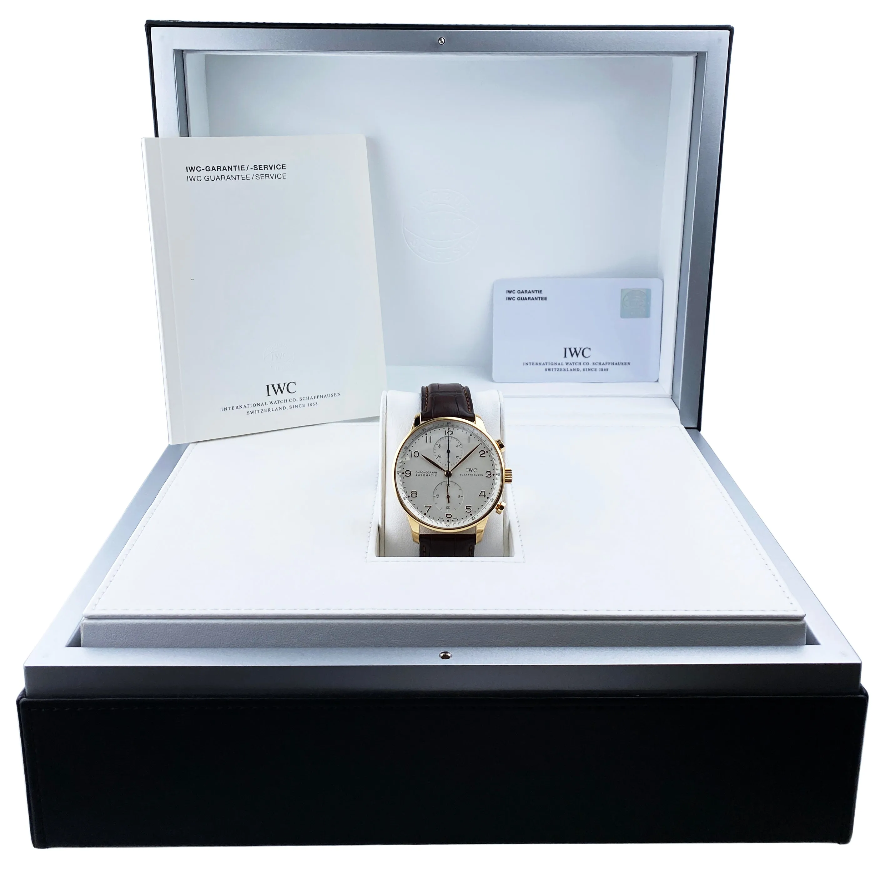 IWC Portugieser IW371402 18K Yellow Gold Mens Watch Box Papers