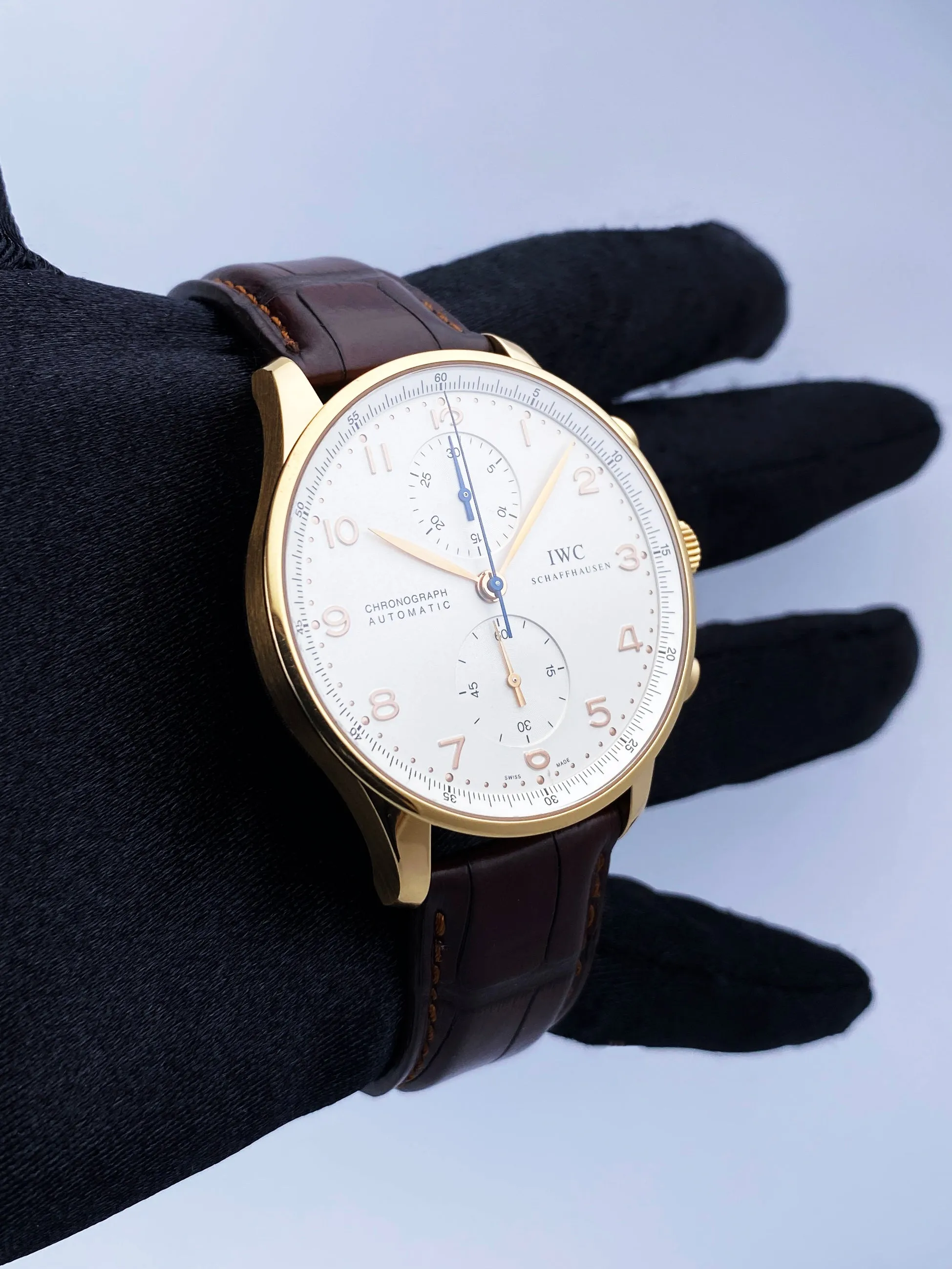 IWC Portugieser IW371402 18K Yellow Gold Mens Watch Box Papers