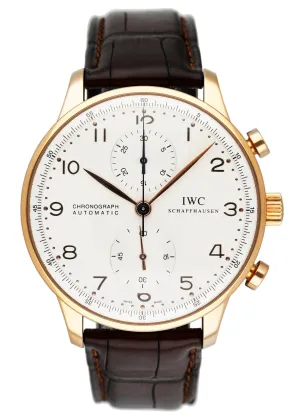 IWC Portugieser IW371402 18K Yellow Gold Mens Watch Box Papers