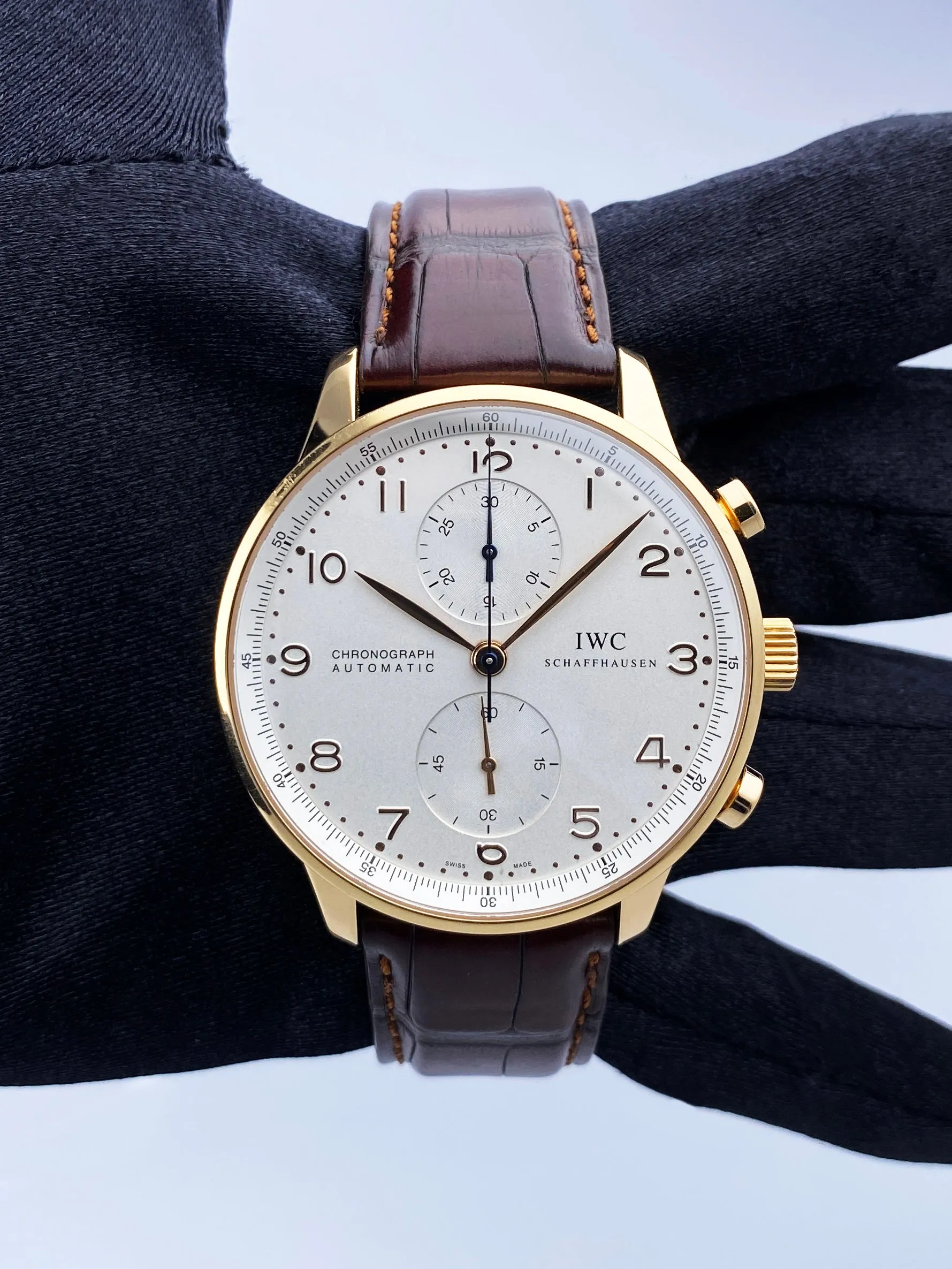 IWC Portugieser IW371402 18K Yellow Gold Mens Watch Box Papers