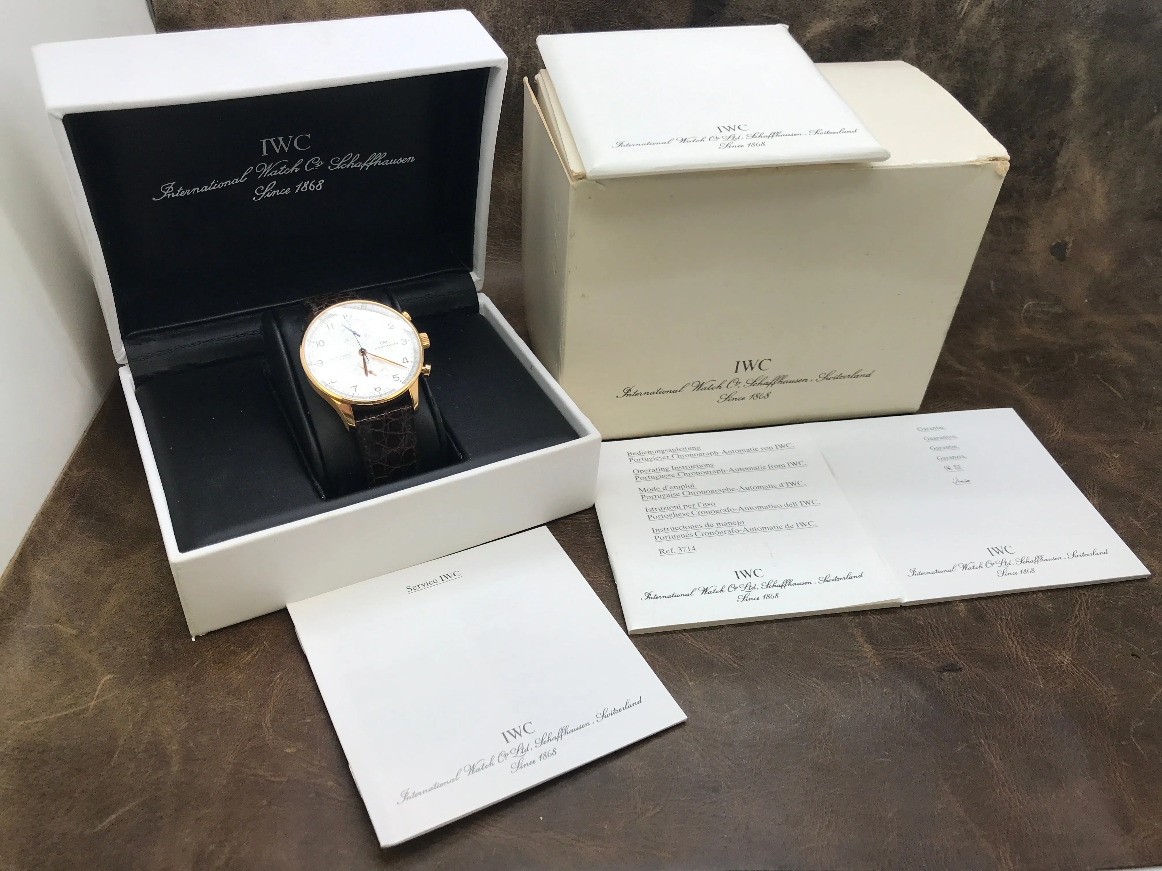 IWC Portuguese Chronograph 18K Rose Gold IW371480 Silver Dial Automatic  Men's Watch