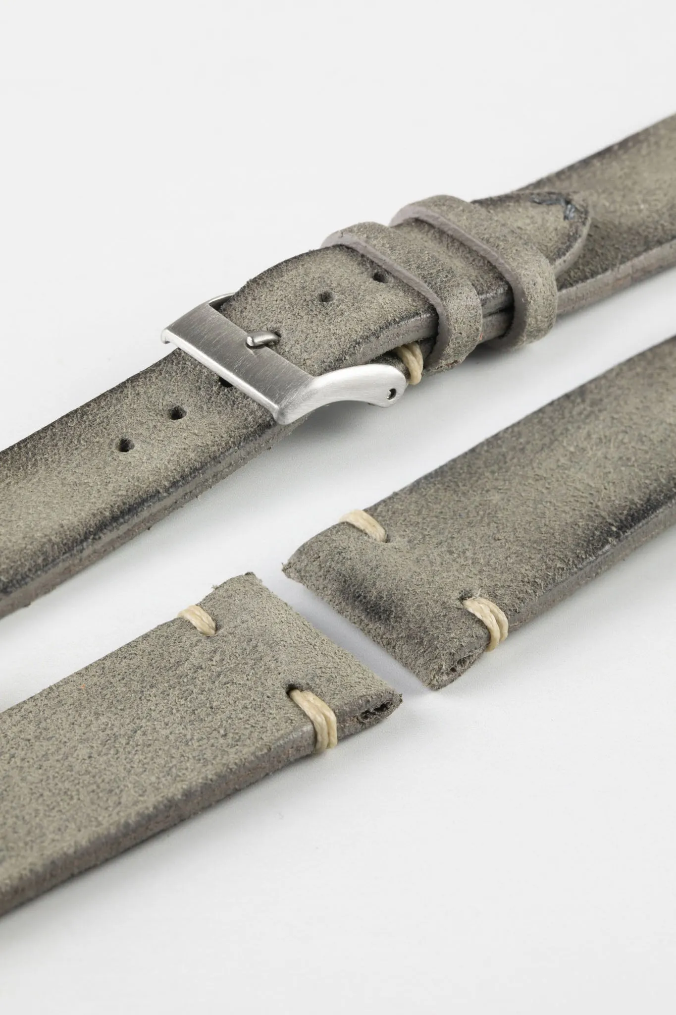 JPM Italian Distressed Tasso Leather Watch Strap in GREY