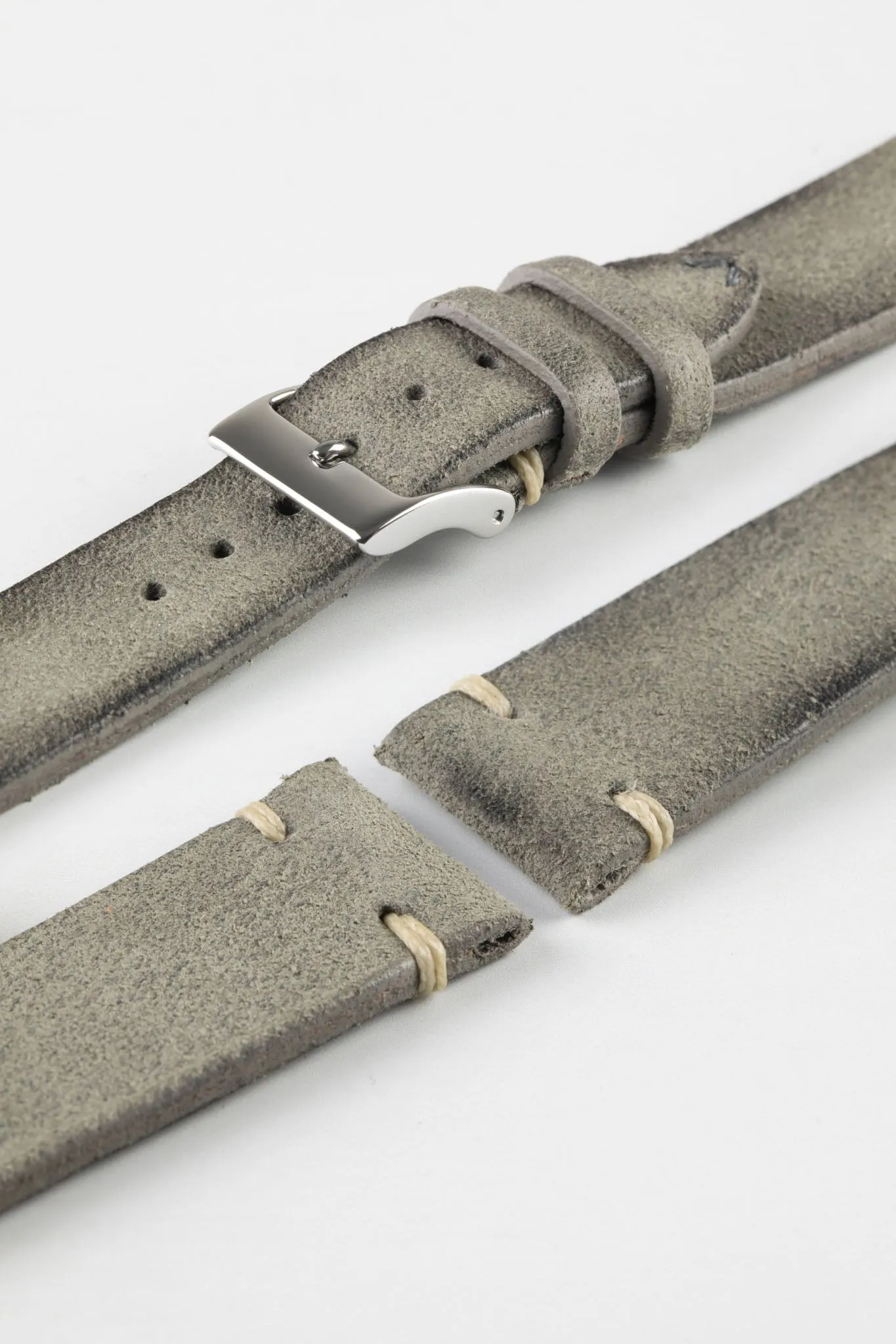 JPM Italian Distressed Tasso Leather Watch Strap in GREY