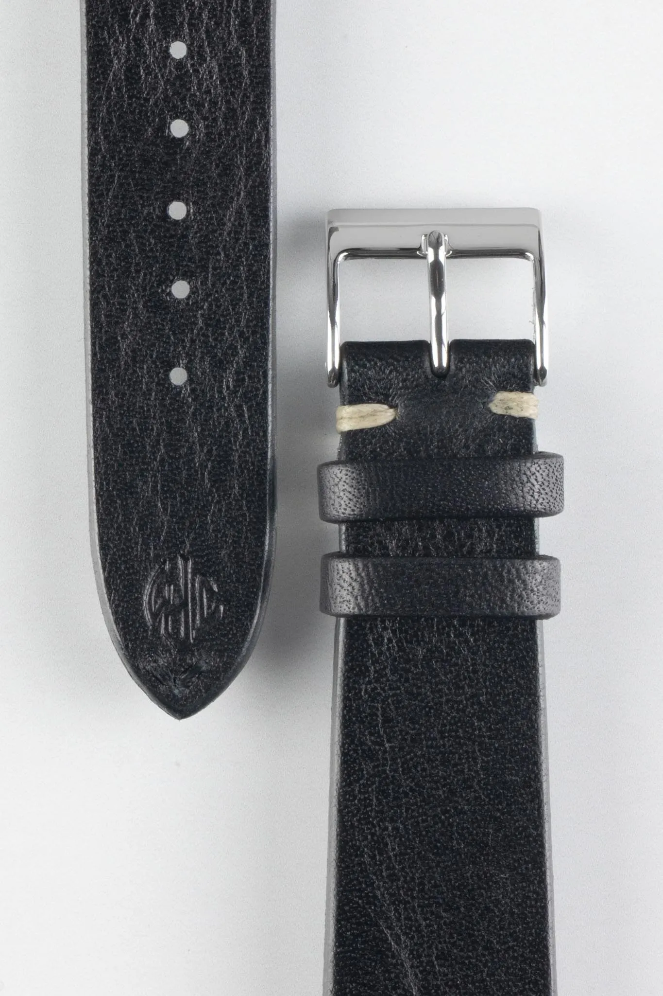 JPM Italian Vintage Leather Watch Strap in BLACK
