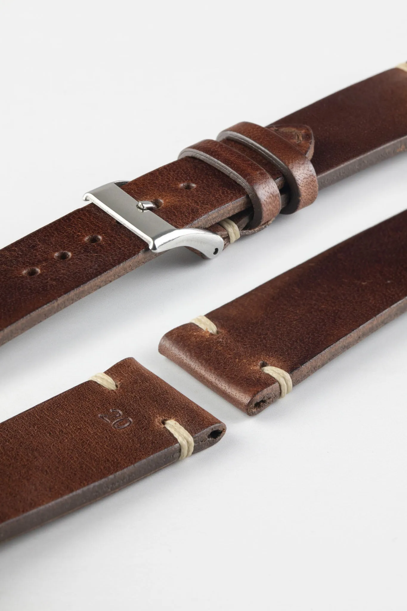JPM Italian Vintage Leather Watch Strap in DISTRESSED BROWN