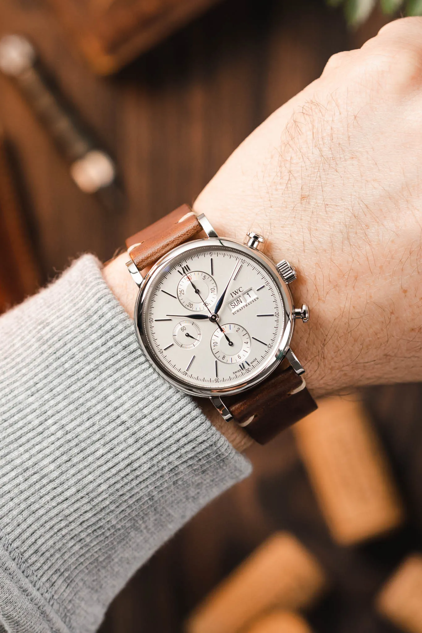 JPM Italian Vintage Leather Watch Strap in DISTRESSED BROWN