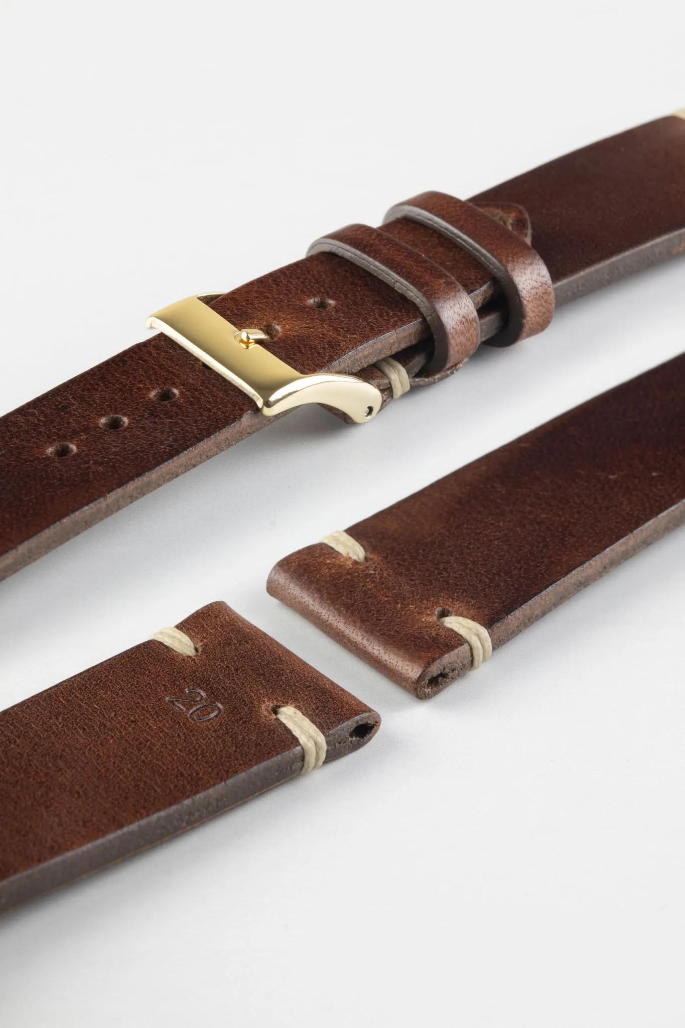 JPM Italian Vintage Leather Watch Strap in DISTRESSED BROWN