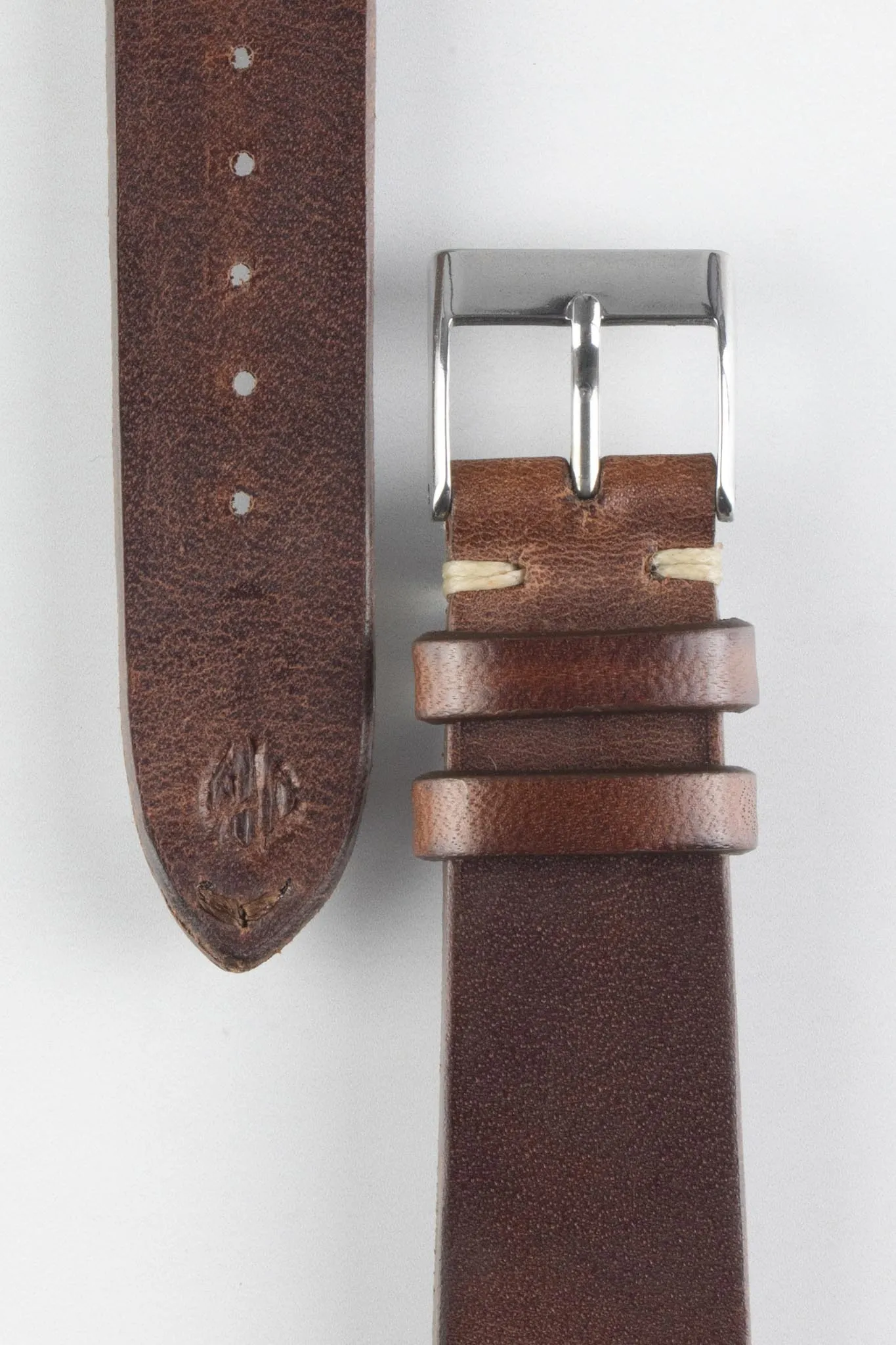 JPM Italian Vintage Leather Watch Strap in DISTRESSED BROWN