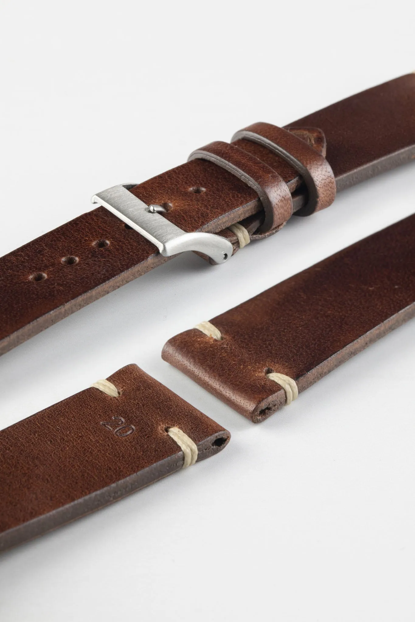 JPM Italian Vintage Leather Watch Strap in DISTRESSED BROWN