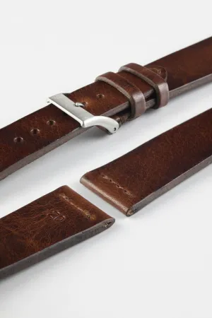 JPM Italian Vintage Leather Watch Strap with Tonal Stitch in DISTRESSED BROWN