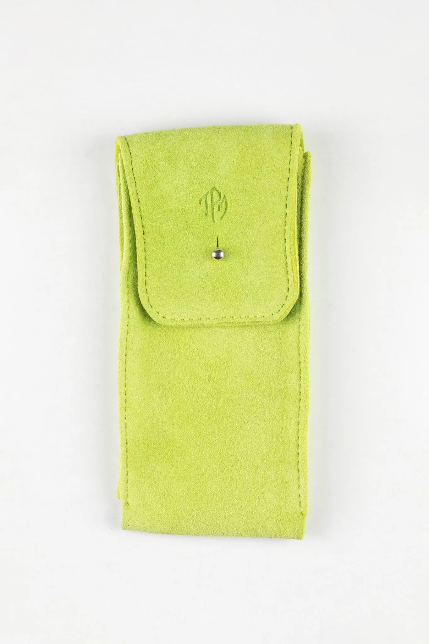 JPM Single Watch Vintage Suede Travel Pouch in LIME GREEN