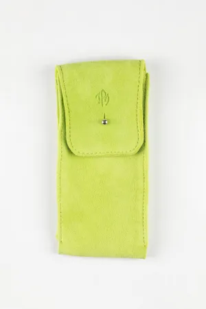JPM Single Watch Vintage Suede Travel Pouch in LIME GREEN