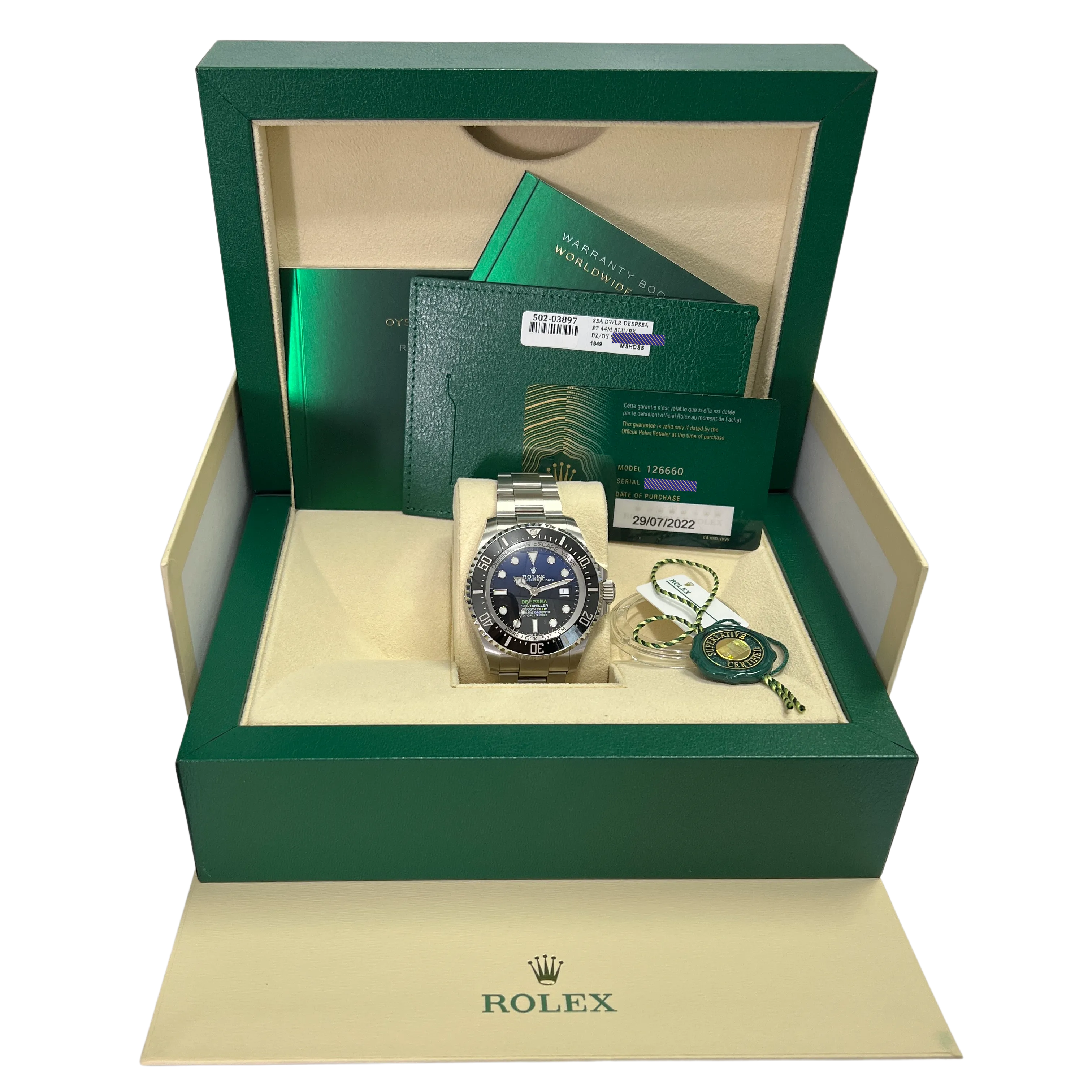 JULY 2022 Rolex Sea-Dweller Deepsea 126660 JAMES CAMERON Black Blue 44mm Watch