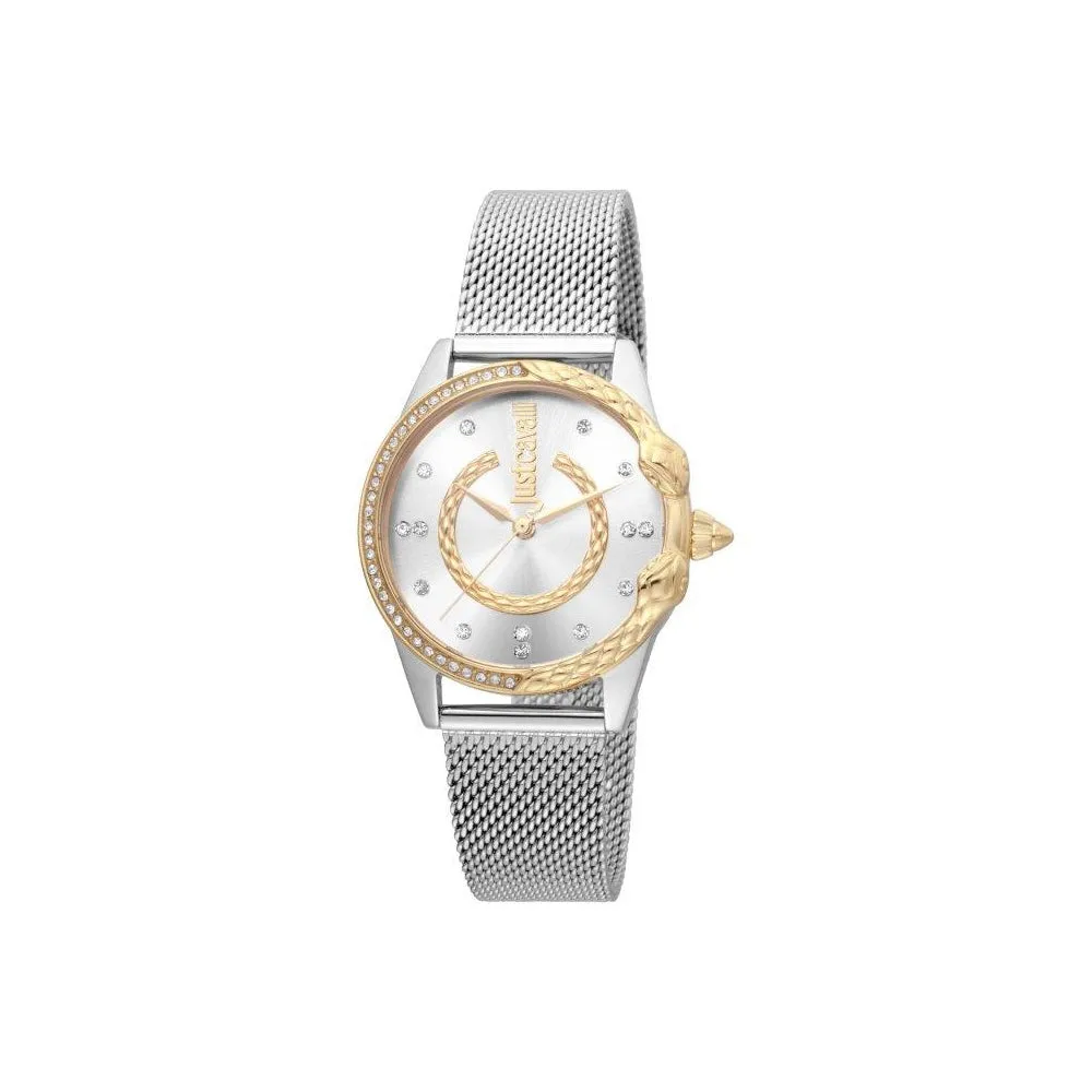 Just CavalliÂ  Ladies Watch Silver/Gold Color Case With Mesh Bracelet