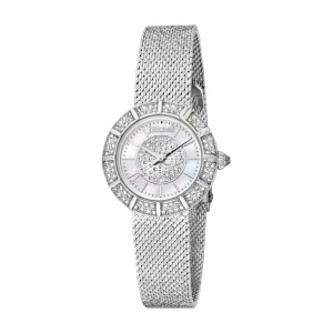 Just Cavalli Women's Silver Mesh Bracelet Watch with White MOP Dial