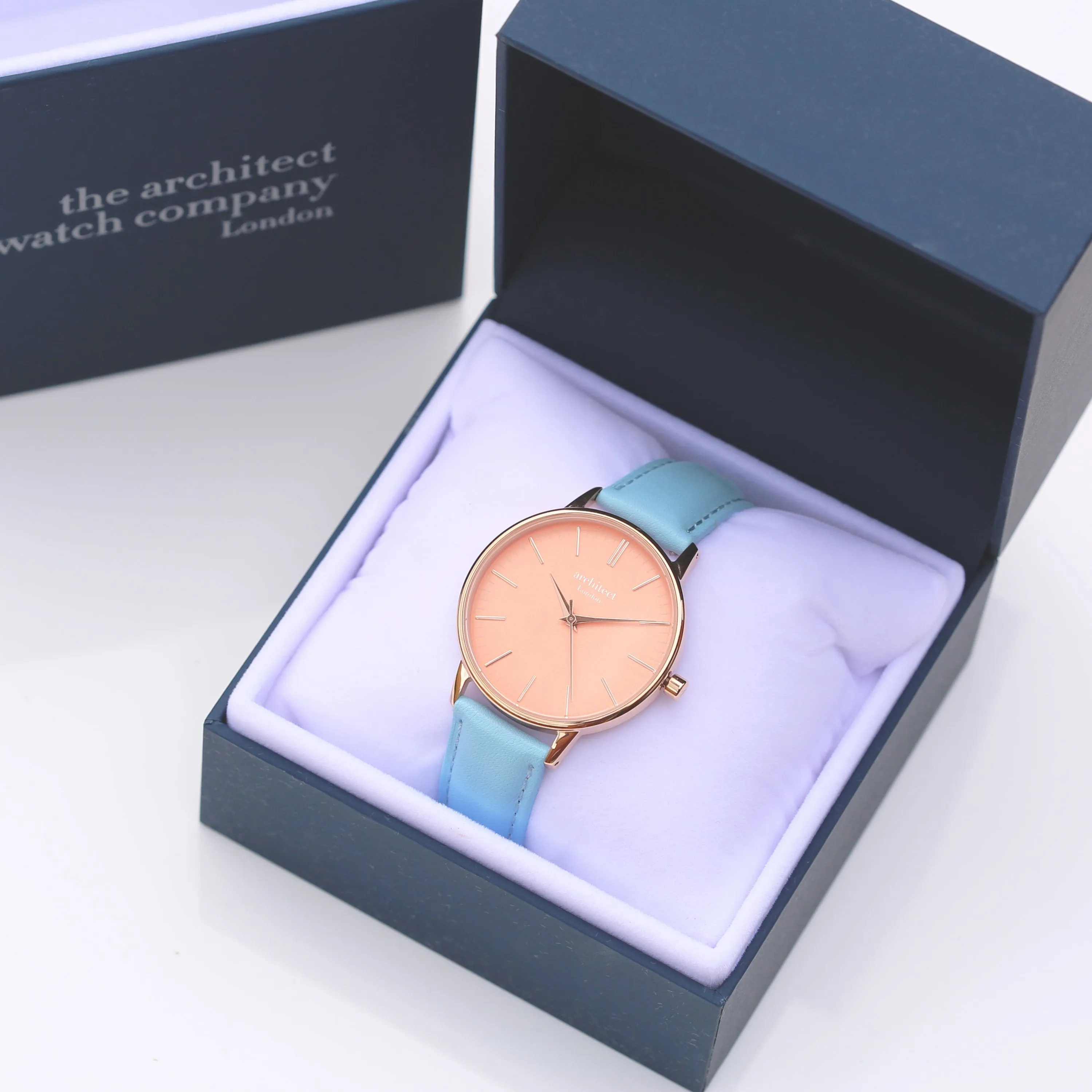 Ladies Architēct Coral - Handwriting Engraving   Light Blue Strap