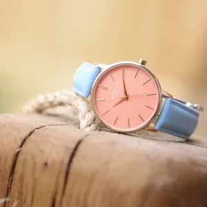 Ladies Architēct Coral - Handwriting Engraving   Light Blue Strap