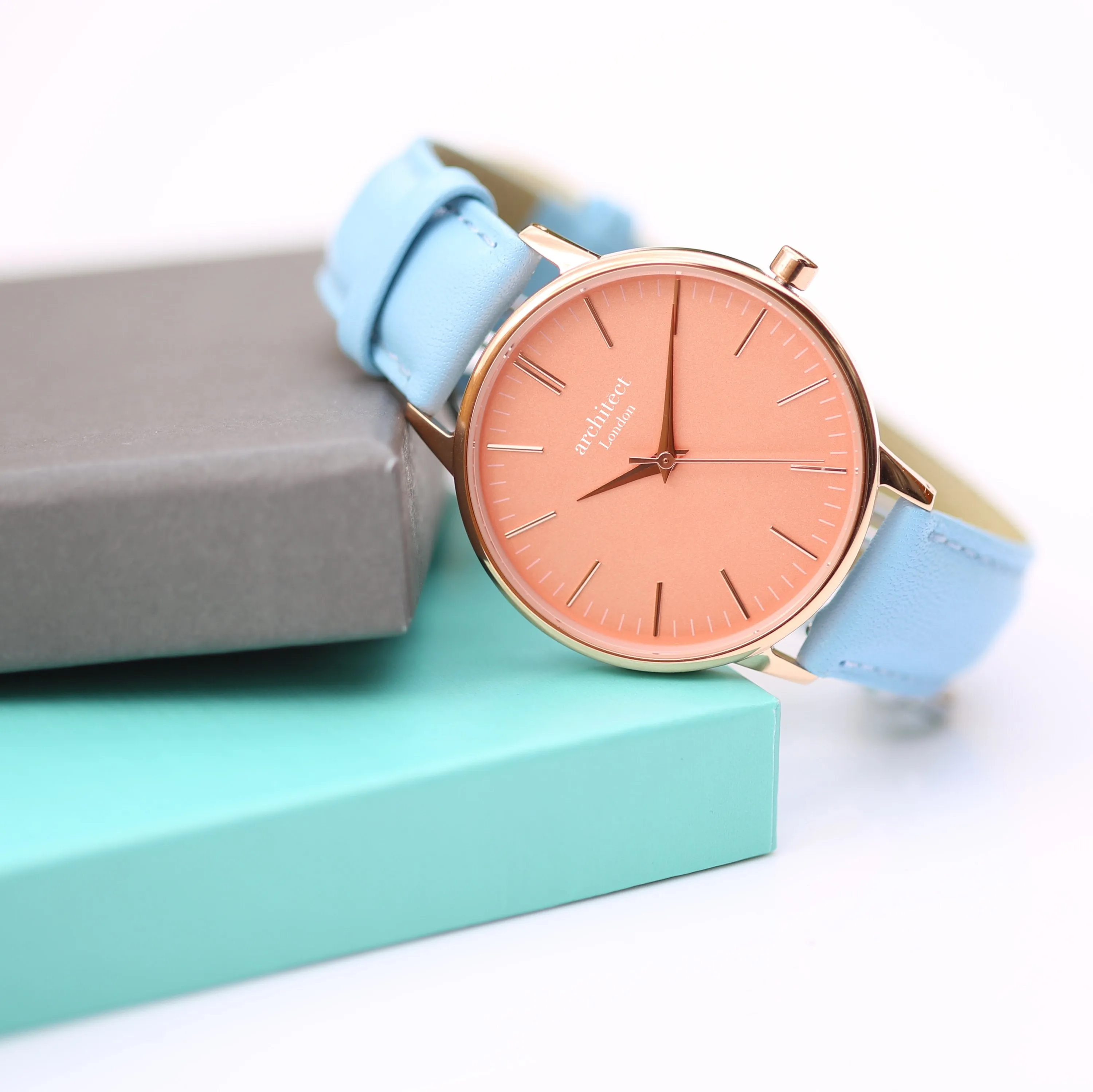 Ladies Architēct Coral - Handwriting Engraving   Light Blue Strap