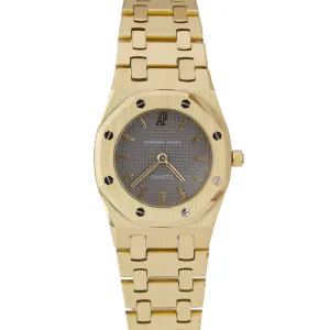 Ladies Audemars Piguet Royal Oak 6007BA Gray 18K Yellow Gold 26mm Quartz Watch