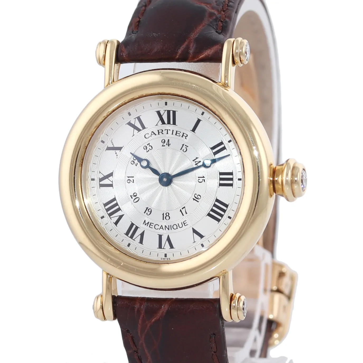 Ladies Cartier Diabolo 1461 18k Yellow Gold Diamond 32mm Manual Wind Watch