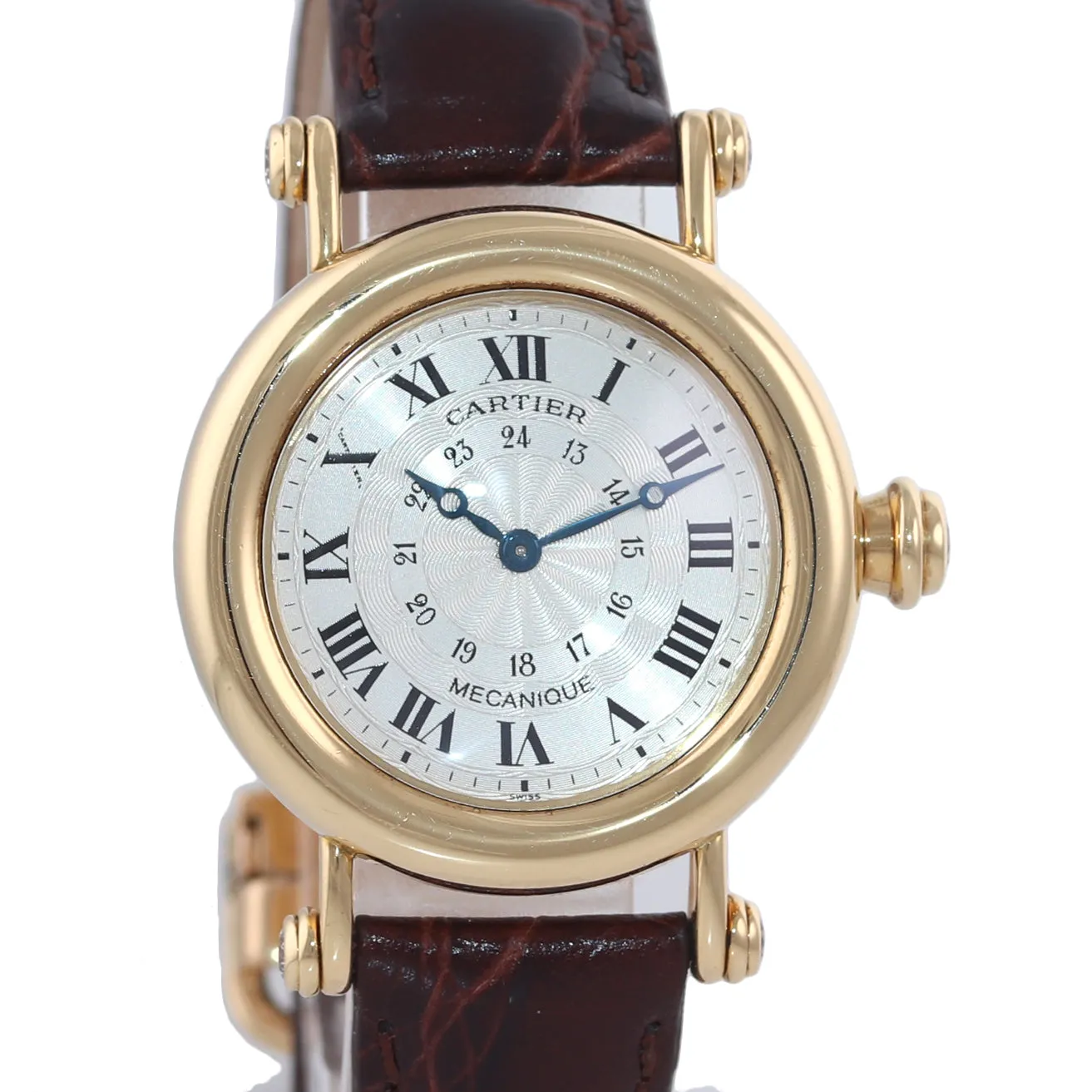 Ladies Cartier Diabolo 1461 18k Yellow Gold Diamond 32mm Manual Wind Watch