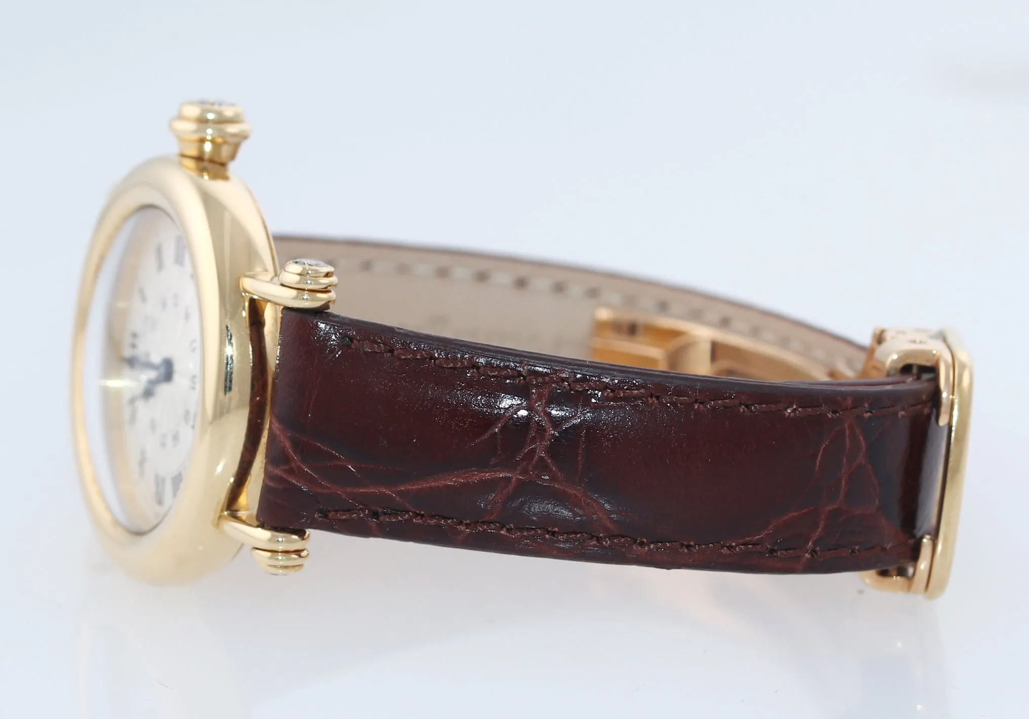 Ladies Cartier Diabolo 1461 18k Yellow Gold Diamond 32mm Manual Wind Watch