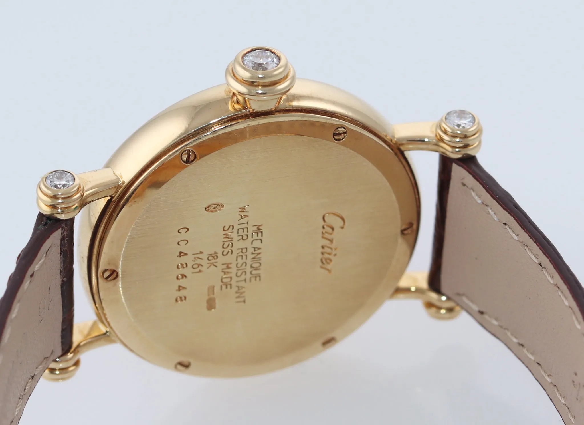Ladies Cartier Diabolo 1461 18k Yellow Gold Diamond 32mm Manual Wind Watch