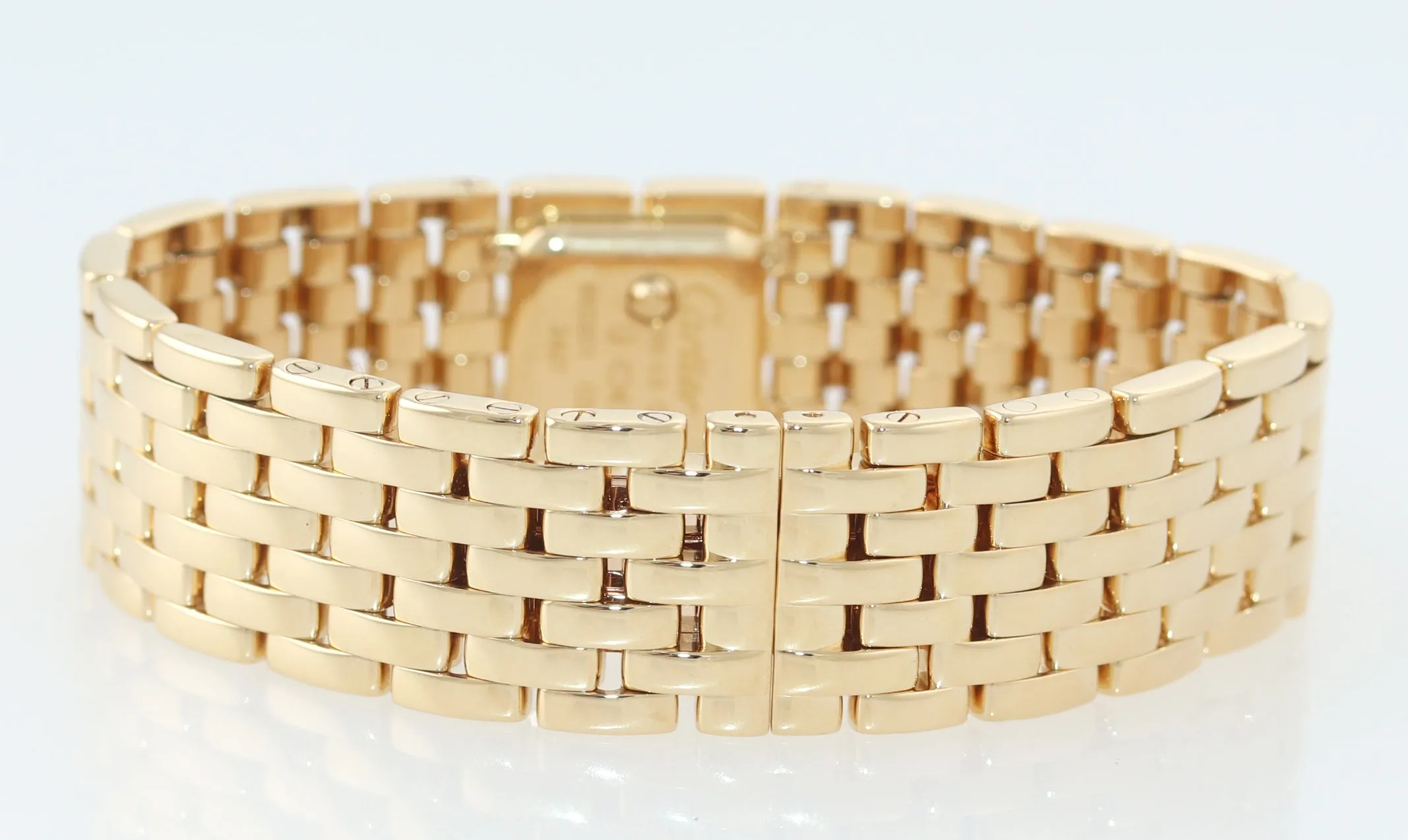 Ladies Cartier Panthere Ruban 2421 Diamond 18K Gold MOP Roman Quartz Watch
