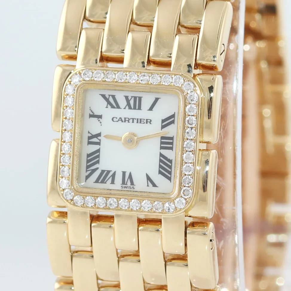 Ladies Cartier Panthere Ruban 2421 Diamond 18K Gold MOP Roman Quartz Watch