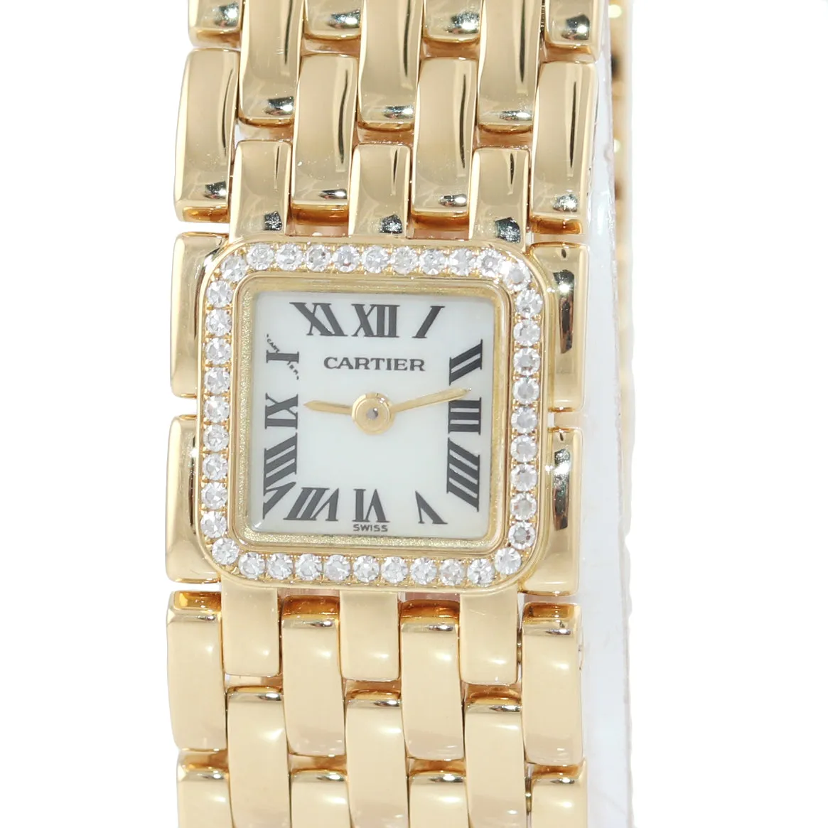 Ladies Cartier Panthere Ruban 2421 Diamond 18K Gold MOP Roman Quartz Watch