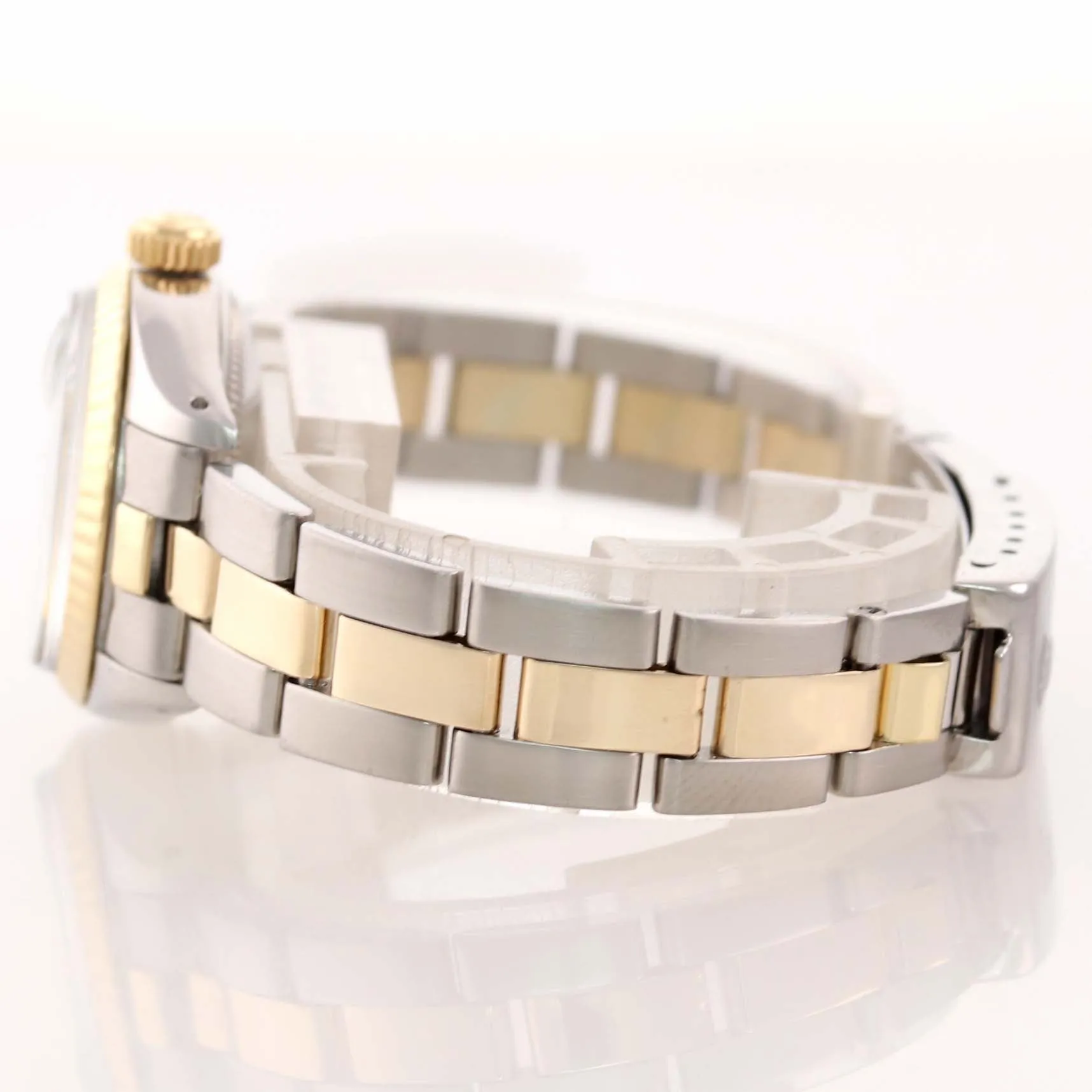 Ladies Rolex 26mm 6917 Two Tone Gold Steel White Roman Dial Date Oyster Watch
