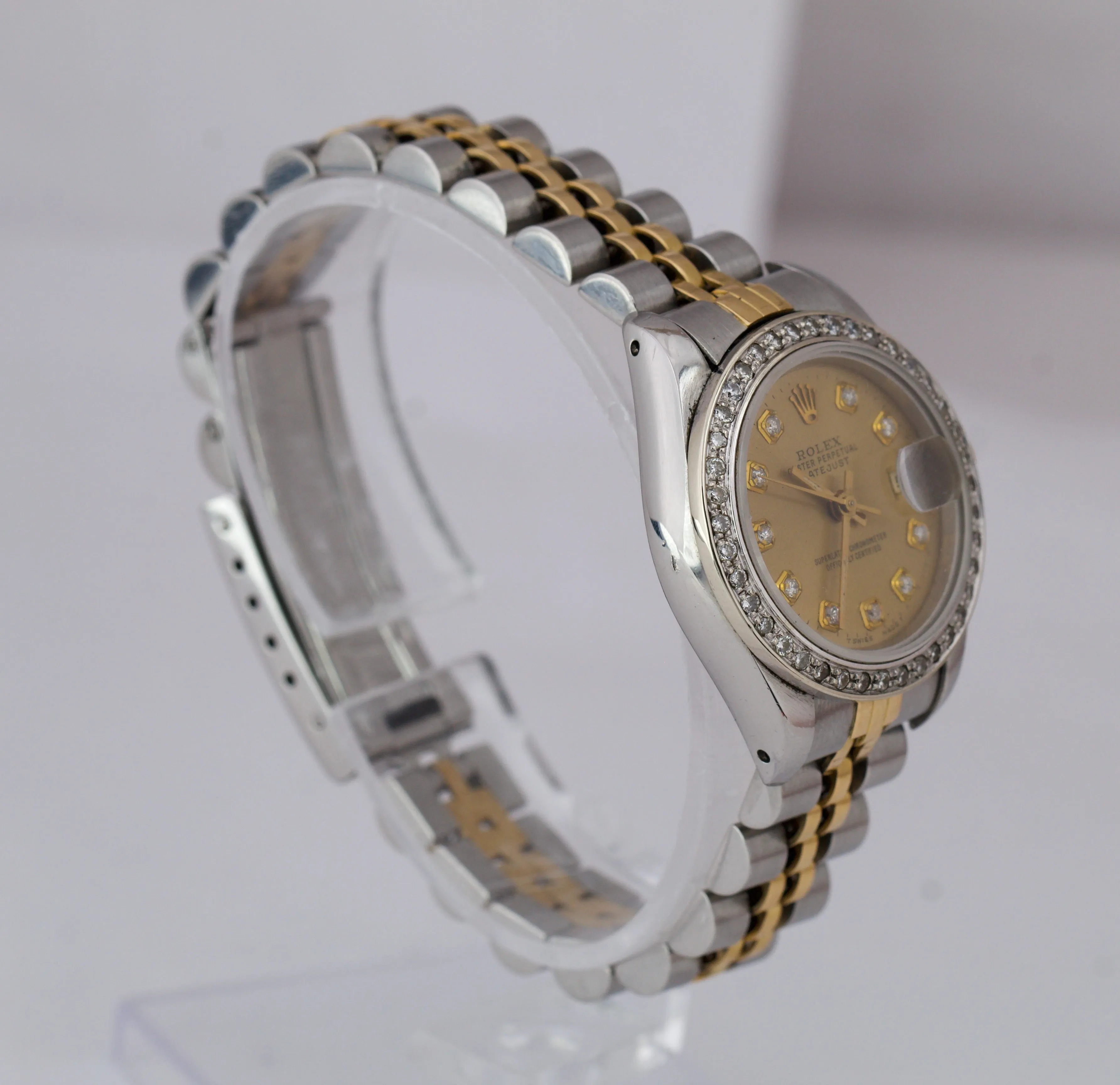 Ladies Rolex DateJust 26mm Jubilee Champagne Diamond Two-Tone Gold Watch 69173