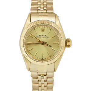 Ladies Rolex Oyster Perpetual 14K Yellow Gold Champagne Jubilee 24mm Watch 6719