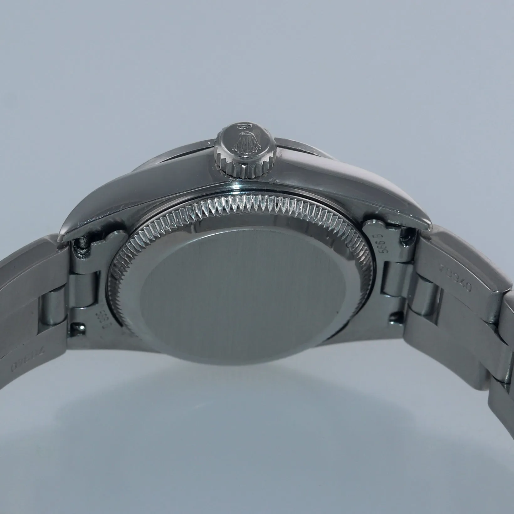 Ladies Rolex Oyster Perpetual Blue Stick Diamond Bezel 24mm 67180 Steel Watch