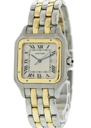 Large Cartier Panthere 8395 18K Yellow Gold Stainless Steel Watch