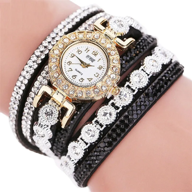 Leather Diamond Watch Women Bracelet for Women Casual Jewelry
