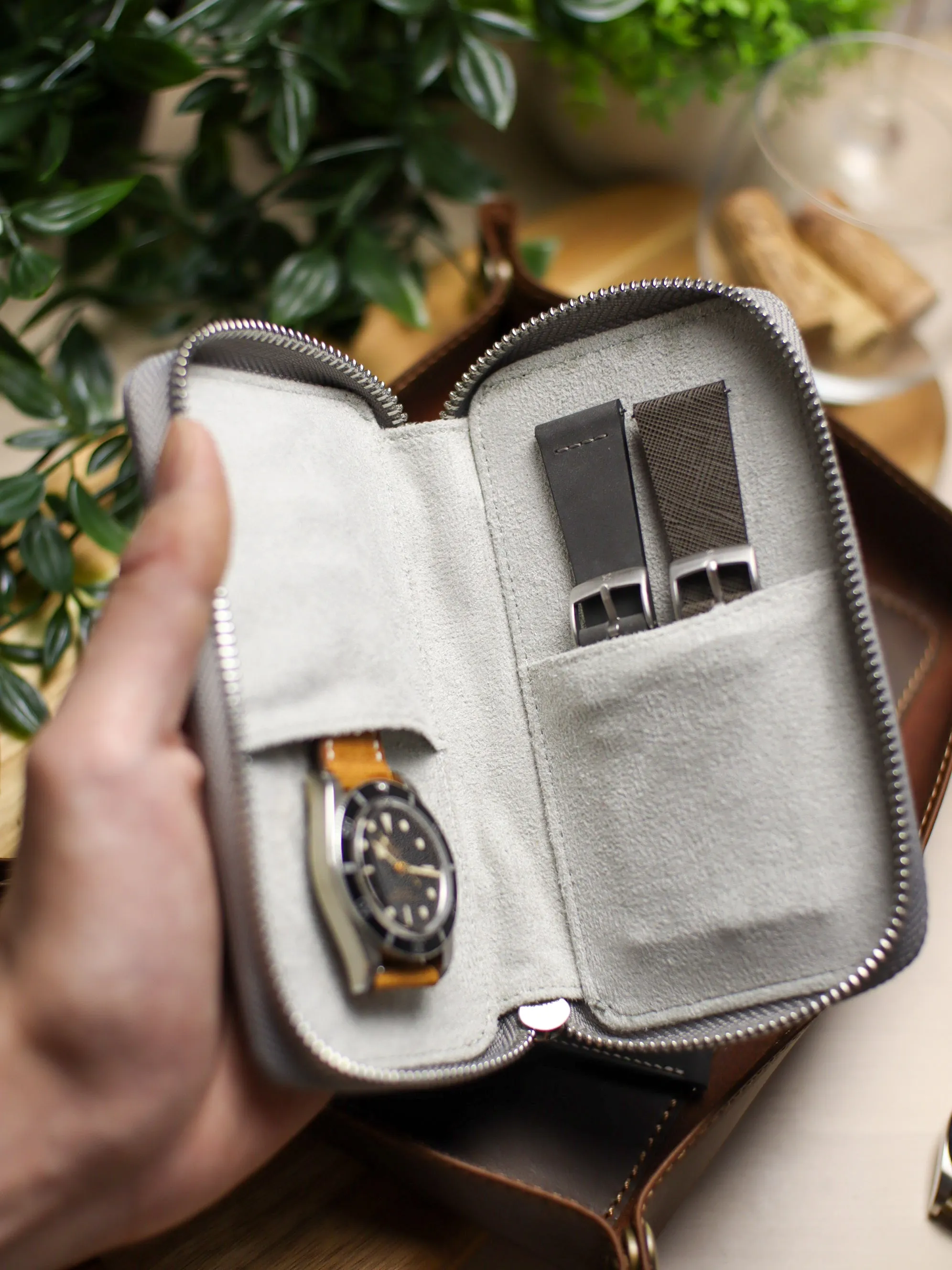 Light Grey Saffiano Zip Pouch